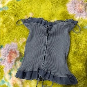 Elegant Gray Ruffled Women's Top